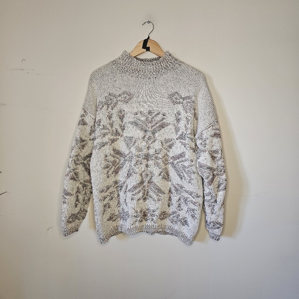 Vintage Castle Square Mock Neck Snowflake Knit Sweater Size Large - Picture 2 of 5
